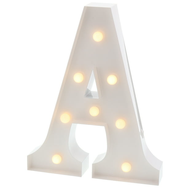White 12” Barnyard Designs Metal Marquee Letter A Light Up Wall